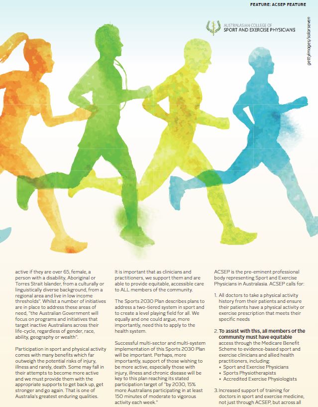 Sport Health Feature Australasian College of Sport and Exercise